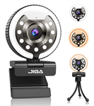 Jiga Streamcam Webcam USB 1080P per PC con Microfono, Grandangolo di 90°, con Treppiede